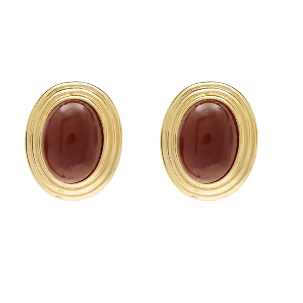 Ben Amun Vega Burgundy Earrings 24K Gold Plated Clip On Stud Lightweight